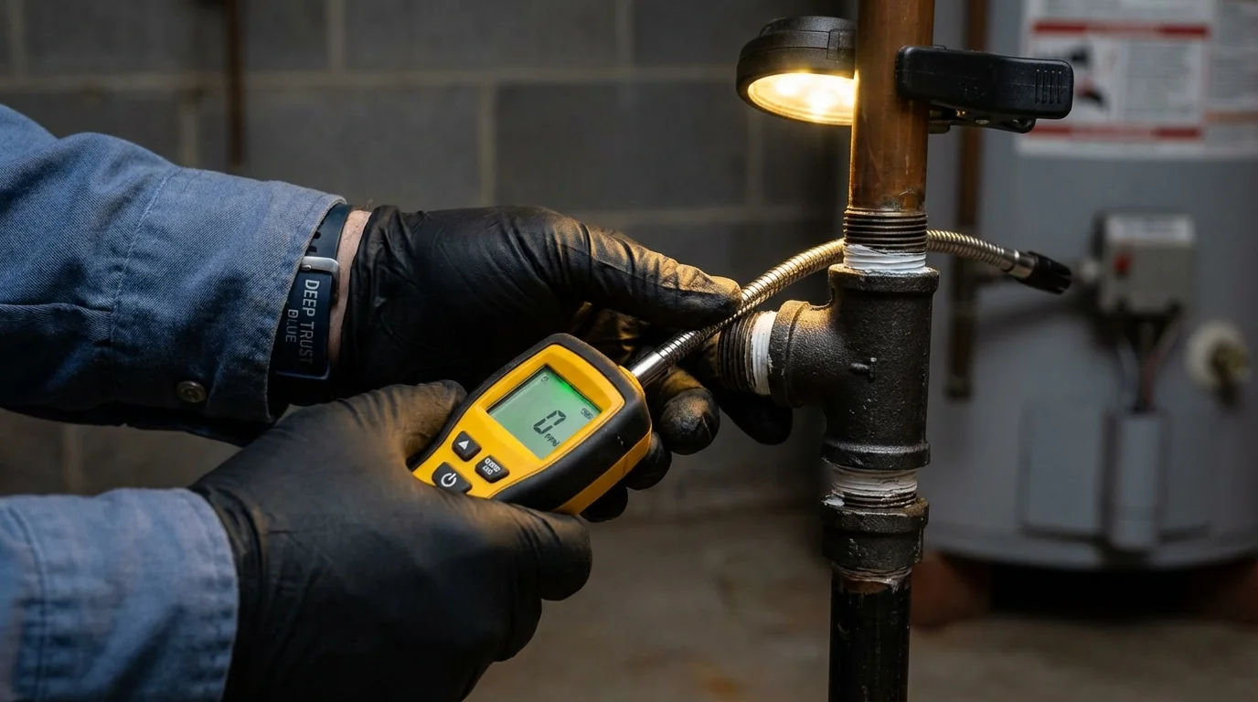 Gas leak detection with electronic sniffer by Johns Plumbing LLC in Santo Domingo Pueblo
