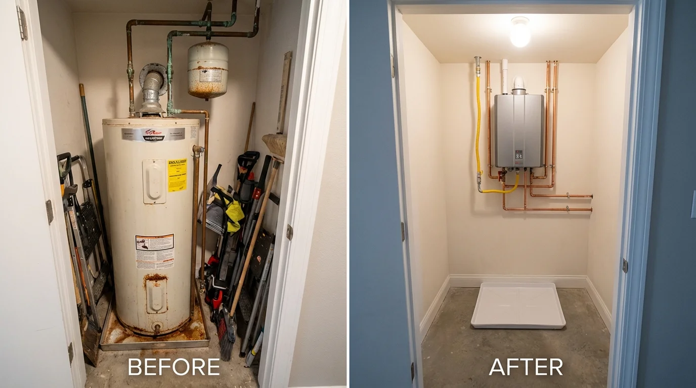 Tank water heater versus wall-mounted tankless unit comparison for Santo Domingo Pueblo, NM homeowners